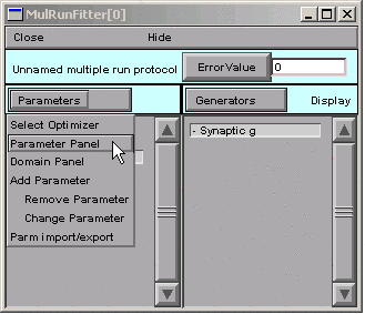 selecting to open the parameter panel